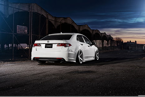 รถ Honda สีขาวกลางคืนเมืองจูนสีขาว Honda, accord, คอร์ด Acura, tsx, วอลล์เปเปอร์ HD HD wallpaper