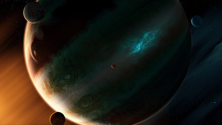ilustrasi planet abu-abu, fiksi ilmiah, ruang, seni digital, seni ruang angkasa, Jupiter, Wallpaper HD