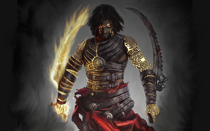 man holding blades digital wallpaper, Prince of Persia: Warrior Within, Prince of Persia: The Two Thrones, HD wallpaper