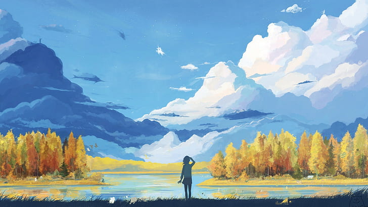 Anime, fantasy Art, landscape, minimalism, nature, vector, HD wallpaper |  Wallpaperbetter