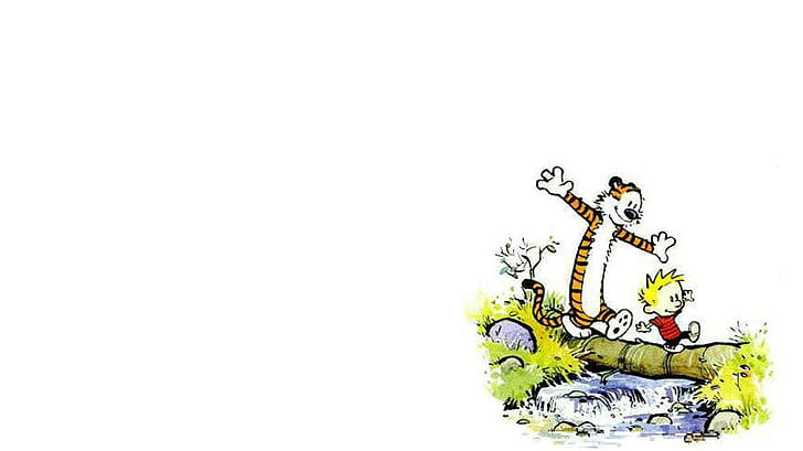 Calvin and Hobbes, Cartoons, Tiger, Kid, Friends, calvin and hobbes, cartoons, tiger, kid, friends, HD tapet