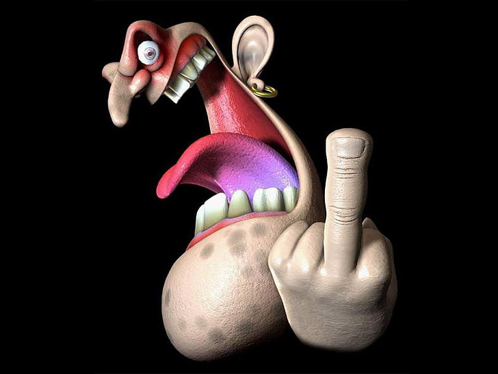 Middle Finger, cartoon character illustration, Funny, HD wallpaper