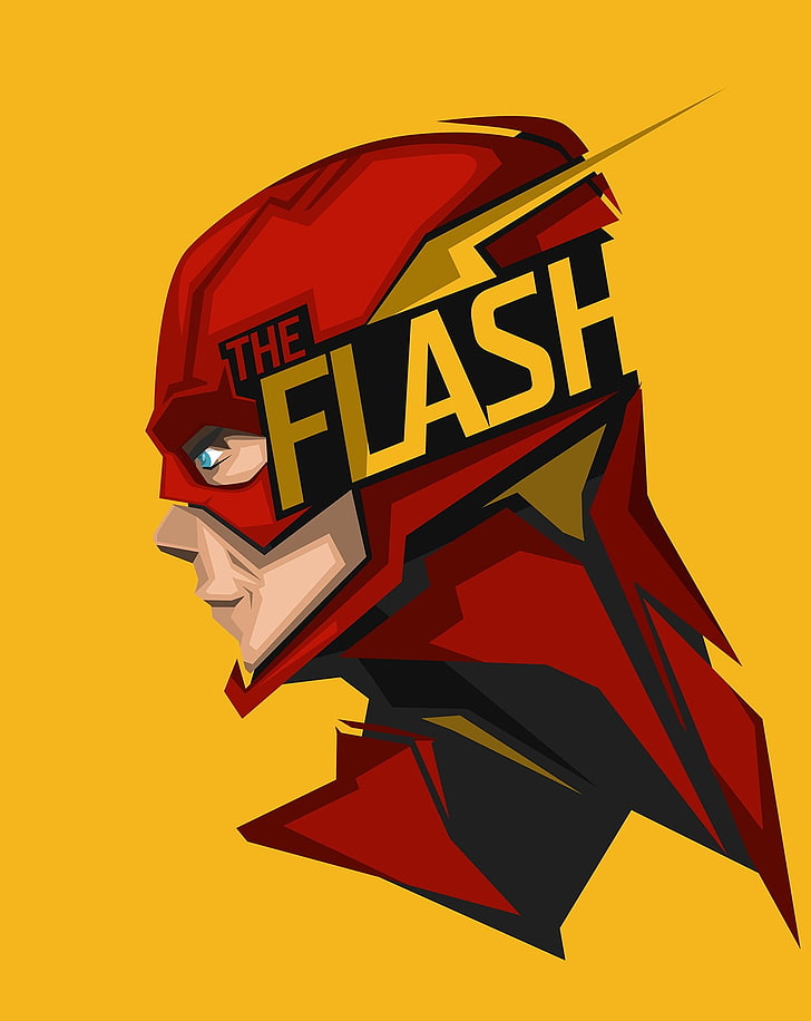Картината на Flash, Flash, DC Comics, жълт фон, HD тапет, тапет за телефон