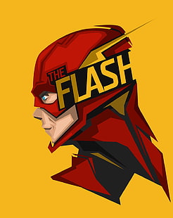The Flash clip art, Flash, DC Comics, yellow background, HD wallpaper HD wallpaper