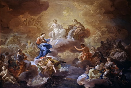 quadro, religione, mitologia, Santissima Trinità, Corrado Dzhakvinto, La vergine e i santi, Sfondo HD HD wallpaper
