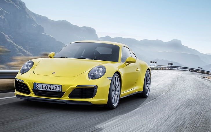 2016 Porsche 911 Carrera HD Wallpaper, sport coupe kuning, Wallpaper HD