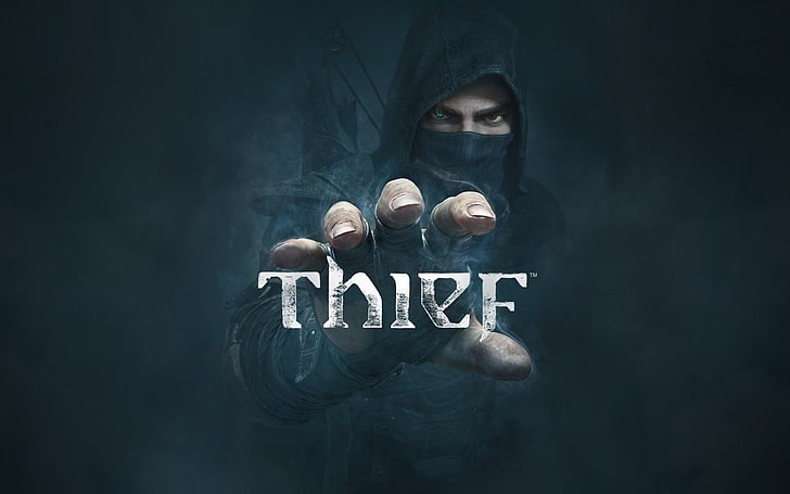 Thief, 2014, Garrett, Look, Hood, Arrows, Mist, Hand, Logo, Eidos montreal, Eidos interactive, HD wallpaper