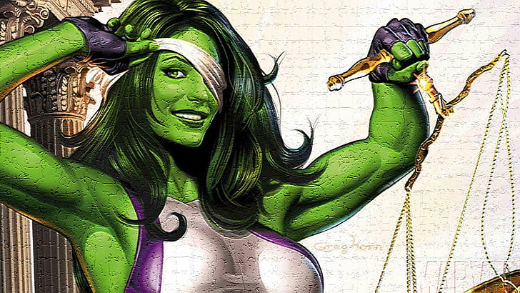 komiksy, Hulk, Marvel, ona, she-Hulk, superbohater, Tapety HD