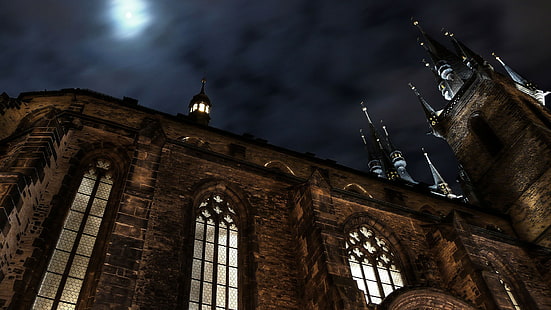 Kirche, Nacht, Architektur, Gotik, HD-Hintergrundbild HD wallpaper