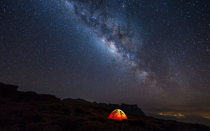 밤 캠핑 별 풍경 은하수, HD 배경 화면