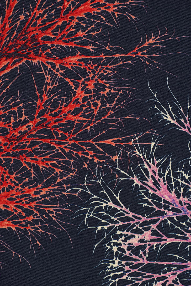 illustration d'arbre flétri rouge et rose, texture, tissu, art, Fond d'écran HD, fond d'écran de téléphone