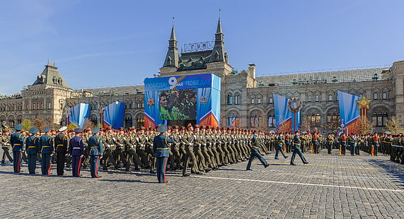 جنود ، موسكو ، روسيا ، عسكري ، يوم النصر ، موكب النصر ، الميدان الأحمر ، 9 مايو، خلفية HD HD wallpaper
