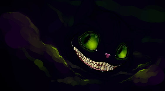 hitam, Cheshire Cat, tersenyum, Wallpaper HD HD wallpaper