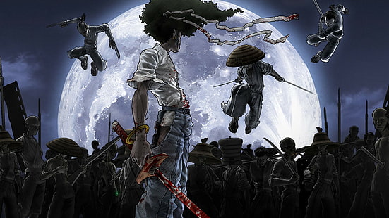 Afro Samurai, katana, anime, Tapety HD HD wallpaper