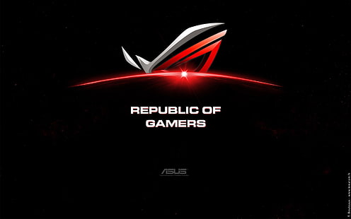 Лого на Asus, Republic of Gamers, произведения на изкуството, ASUS, черен фон, прост фон, HD тапет HD wallpaper