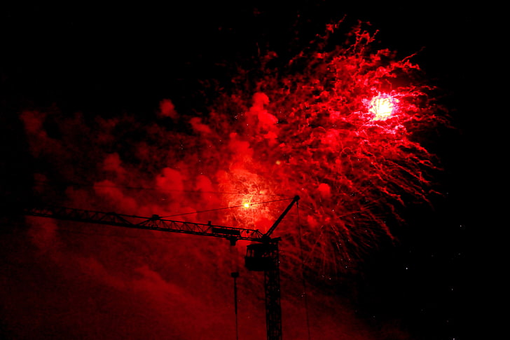 fireworks, landscape, HD wallpaper