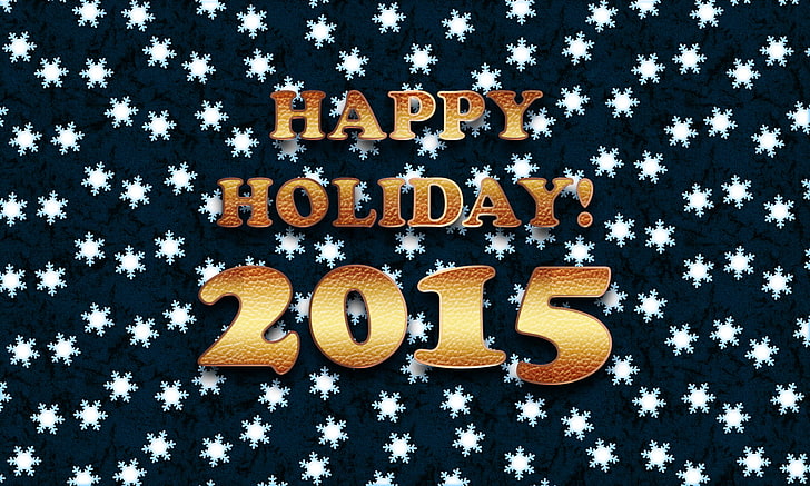 snowflakes, text, background, Wallpaper, New year, holiday, Happy, 2015, HD wallpaper