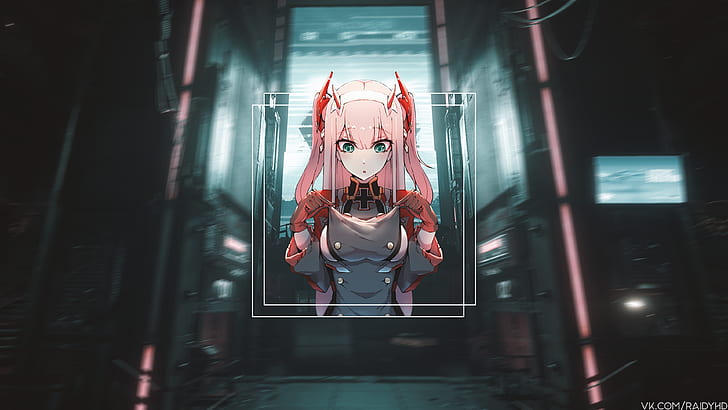 anime girls, anime, picture-in-picture, Zero Two (Darling in the FranXX), Kod: 002, Darling in the FranXX, Tapety HD