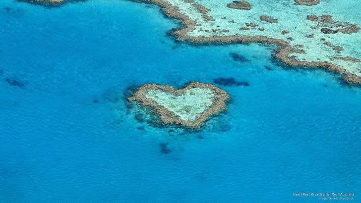 Heart Reef, Большой Барьерный Риф, Австралия, Океания, HD обои