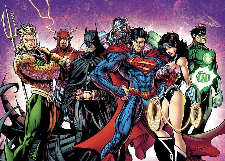 justice league, superheroes, artwork, digital art, artist, deviantart, hd, 4k, 5k, aquaman, flash, batman, cyborg, superman, wonder woman, green lantern, HD wallpaper