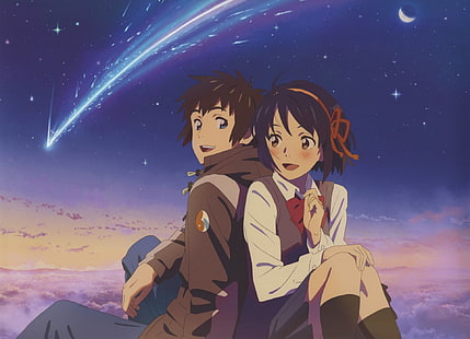 Anime, tu nombre., Mitsuha Miyamizu, Taki Tachibana, Fondo de pantalla HD HD wallpaper