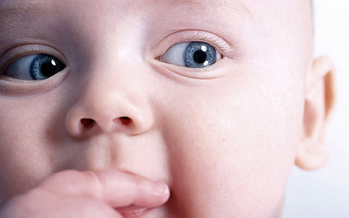 rosto bebê, criança, bebê, rosto, close-up, olhos azuis, HD papel de parede HD wallpaper
