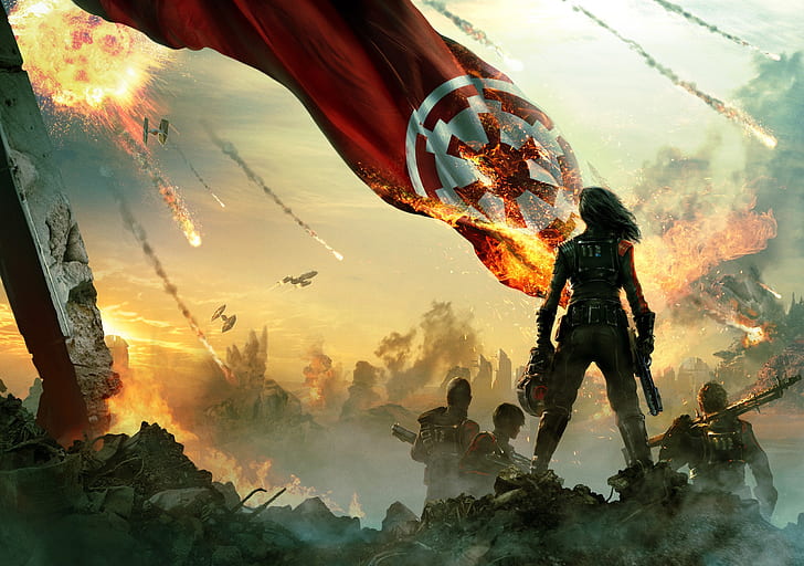 fire, the battle, warriors, banner, Star Wars Battlefront II - Inferno Squad, HD wallpaper