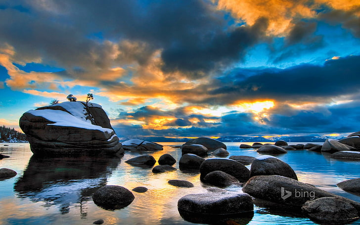 formaciones de roca gris en la costa, naturaleza, paisaje, agua, Fondo de pantalla HD