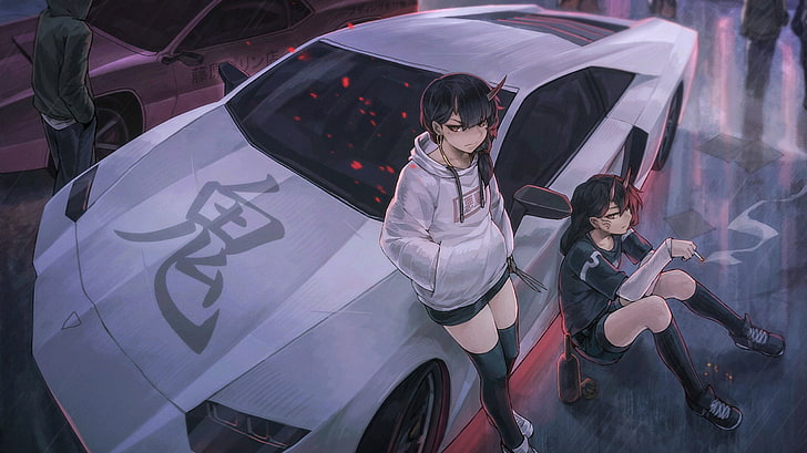 Anime, Anime Girls, Oni, Kanji, HD-Hintergrundbild