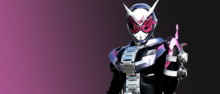 kamen rider, zi-o, heisei, tokusatsu, anime, pink background, armour, simple background, HD wallpaper