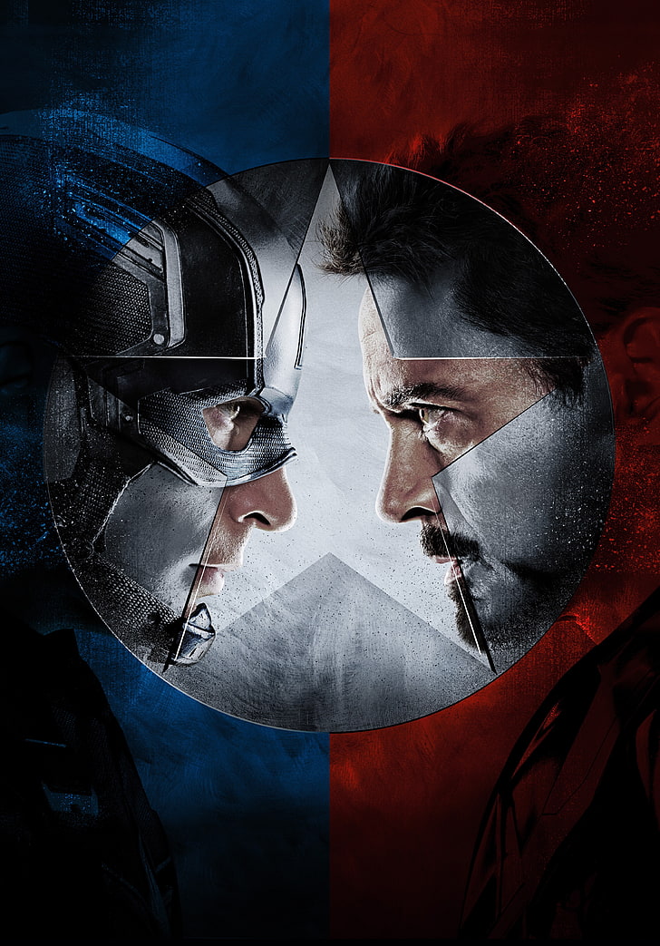 Captain America, 2016 Film, Perang Saudara, Iron Man, Wallpaper HD, wallpaper seluler