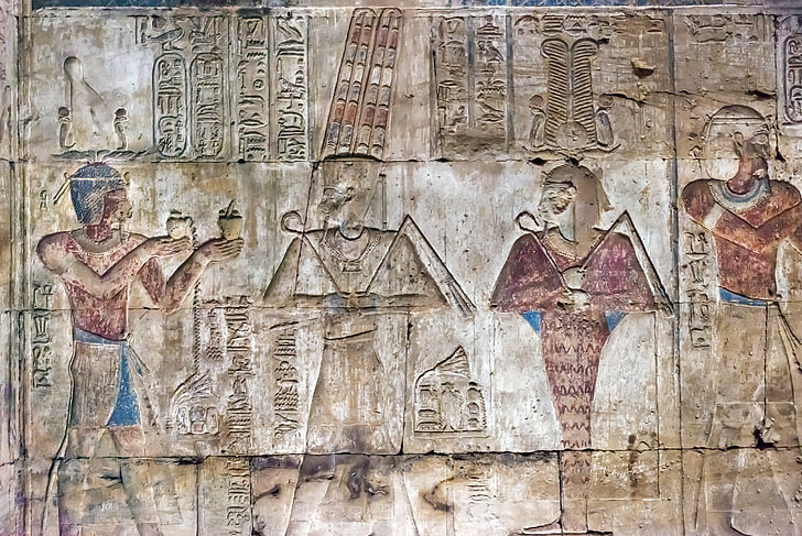 ลักซอร์โบราณอียิปต์วัด Opet คาร์นัคสีเบจอักษรอียิปต์โบราณ, วอลล์เปเปอร์ HD