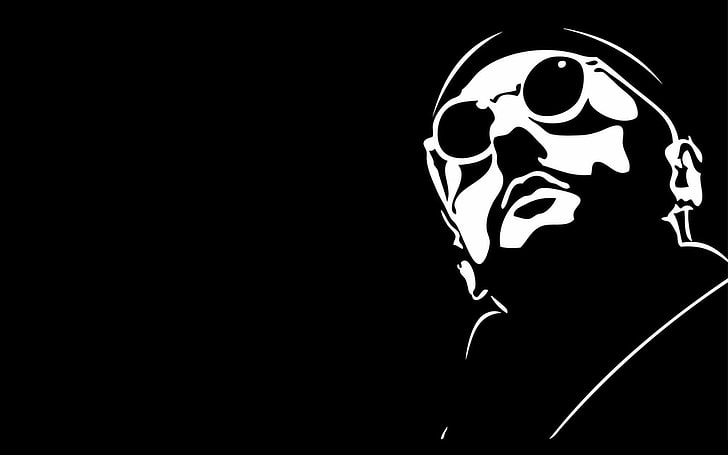 man with sunglasses stencil artwork, Leon, Jean Reno, HD wallpaper