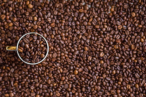 Kaffeebohnen, Tassen, HD-Hintergrundbild HD wallpaper