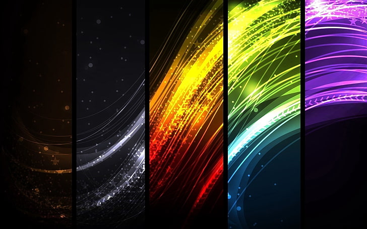 multicolored lights, colorful, rays, lines, rectangles, HD wallpaper