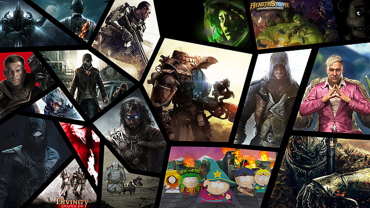 여러 게임 디지털 벽지 많은 콜라주, 게임, 게임, 2014, 최고, Wolfenstein, AC4, 신성, FC4, HD 배경 화면