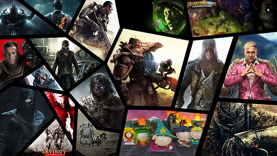 berbagai macam kolase wallpaper digital, Game, Game, 2014, terbaik, Wolfenstein, AC4, Divinity, FC4, Wallpaper HD HD wallpaper