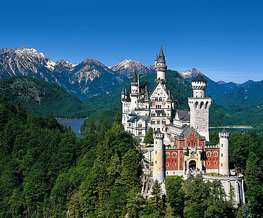 alp, architecture, castle, europe, germany, neuschwanstein, HD wallpaper HD wallpaper