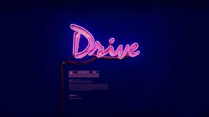 Drive Movie, Movies, Restricted, Art, Blue Background, drive neon signage, drive movie, movies, restricted, art, blue background, HD wallpaper