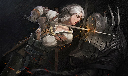 The Witcher 3: Wild Hunt, armor, sword, Cirilla Fiona Elen Riannon, The Witcher, HD wallpaper HD wallpaper