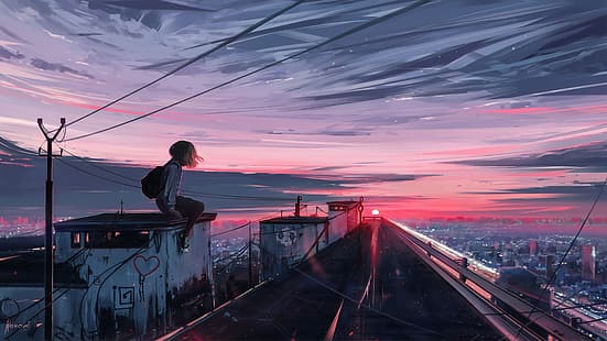  anime, 4K, city, HD wallpaper HD wallpaper