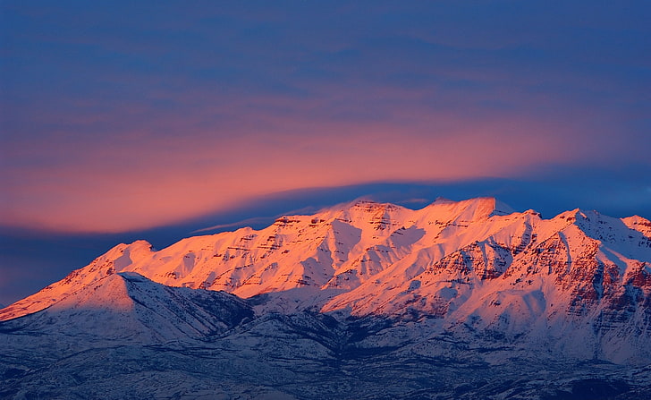 Mount Timpanogos Sunset, white mountain, United States, Utah, Mount, Sunset, Timpanogos, HD wallpaper