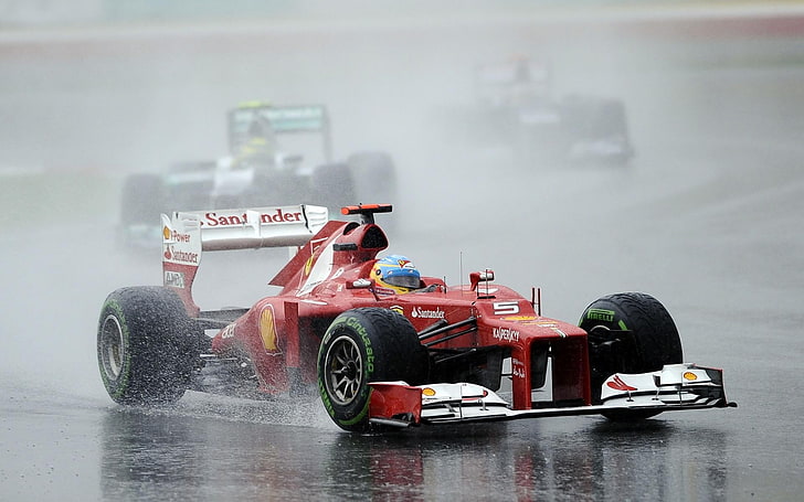 röd och vit Ferrari Formel 1, Ferrari, Fernando Alonso, Formel 1, HD tapet