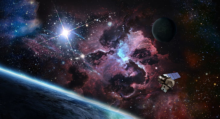 ภาพวาดนามธรรมสีดำและสีแดงงานศิลปะอวกาศศิลปะอวกาศดาวเคราะห์ดาวเทียมดวงดาว, วอลล์เปเปอร์ HD