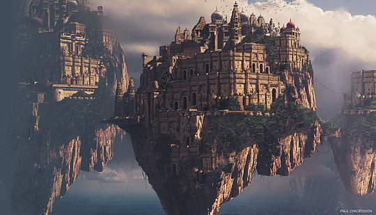 Fantasy, City, Floating Island, Sky, HD wallpaper HD wallpaper