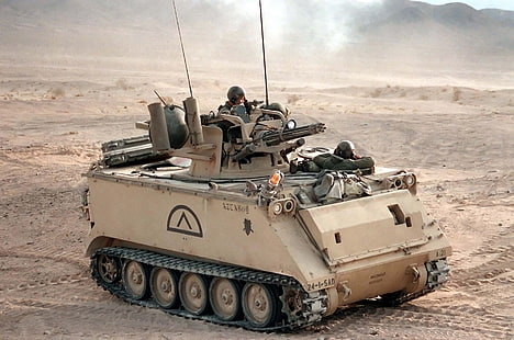 茶色の軍事戦車、アメリカ、設置、システム、軍隊、自走式、BTR、APC、対空、M-113、M-163、空、防衛、データベース、火山。、20 mm、 HDデスクトップの壁紙 HD wallpaper