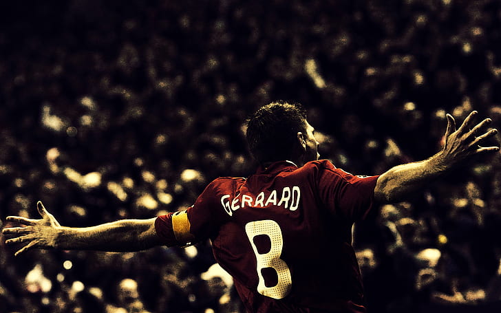 Steven Gerrard, rödbrun Gerard 8 tröja, Steven, Gerrard, sport, HD tapet