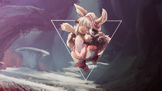 anime, Light Novel, anime girls, Nanachi (Made in Abyss), manga, nature, minimalisme, arrière-plan flou, Made in Abyss, poilus, filles poilues, chibi, Mitty (Made in Abyss), Fond d'écran HD HD wallpaper
