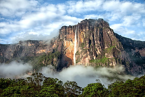 Водопади, Ангелски водопад, Скала, Планина, Венецуела, Водопад, HD тапет HD wallpaper