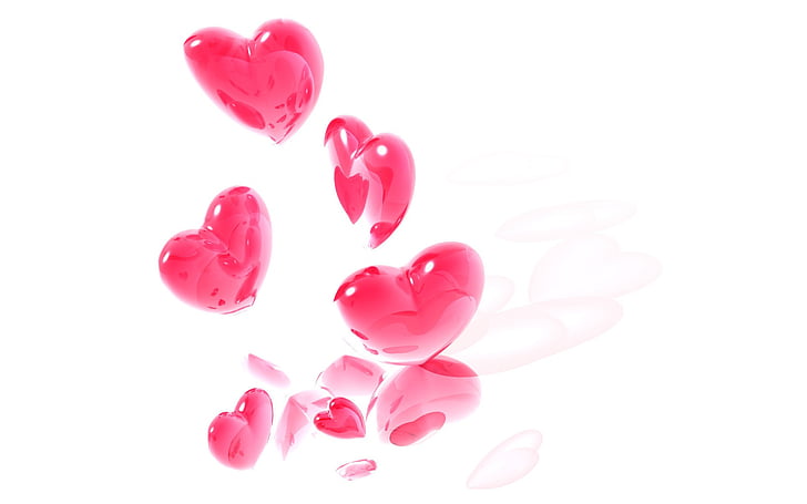 red heart glass figure in white background, Pink, Love Hearts, Ballons, HD wallpaper